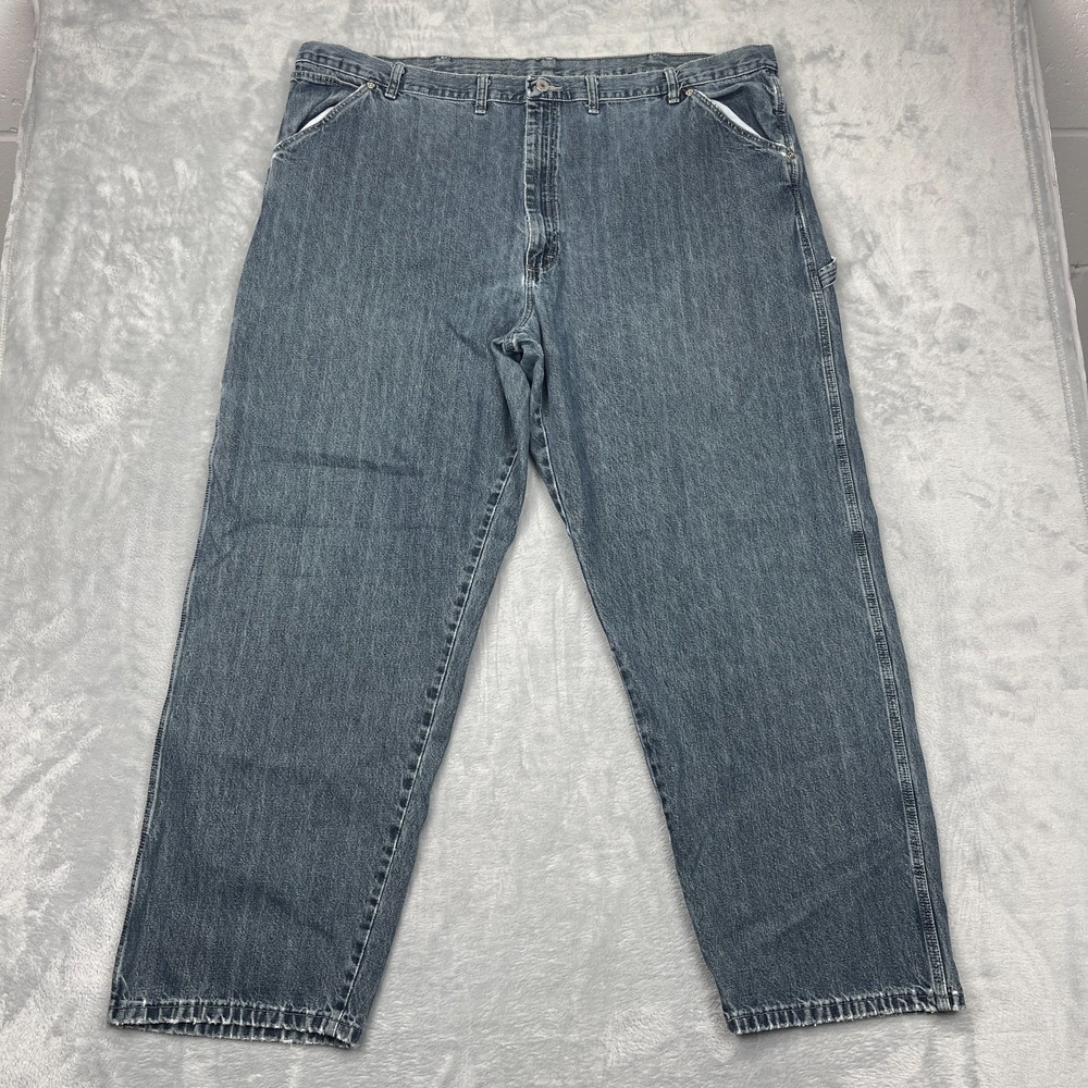 Vtg Wrangler Carpenter Jeans Mens 46x32 Blue Denim Workwear High-Rise‎ Straight